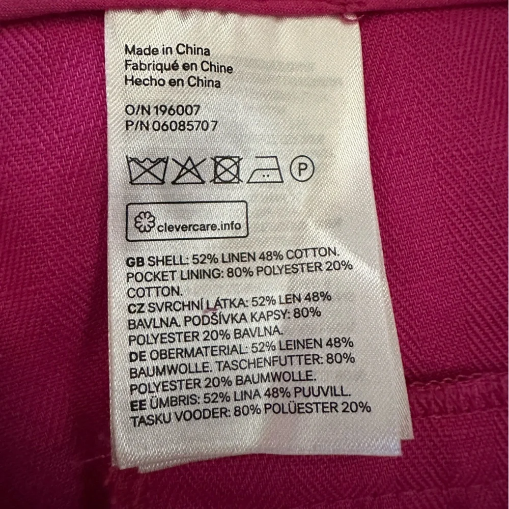 H&M Fuchsia pink bright Trousers size 12 linen blend flat front NWT causal